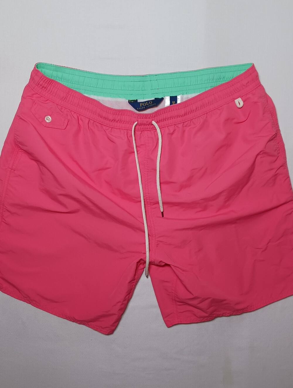 Polo Ralph Lauren Mens Pink Swim Trunks 3XB 8" Inseam Green Pony